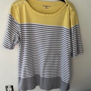 Croft&barrow yellow with gray and white stripes